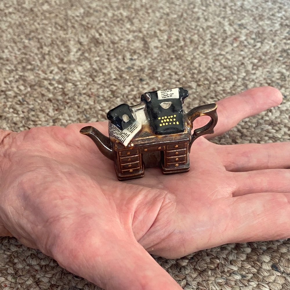 Paul Cardew Mini Teapot Crime Writer Desk 1994 England Retired NEW Box